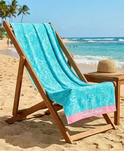 Tommy Bahama High Tide Hibiscus Yarn Dyed Beach Towel 36" x 68"