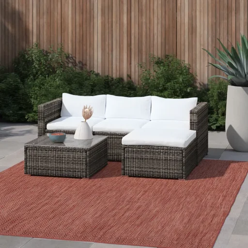Mercury Row Oxley 3-Person Patio Conversation Set w/ Cushions