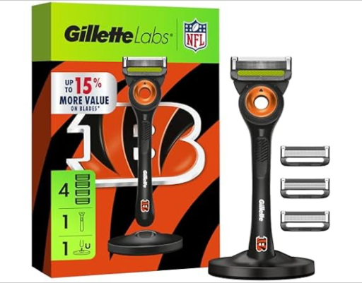 Gillette Labs Special NFL Bengals Edition Shaving Razor for Men 1 Handle 4 Razors Deal
