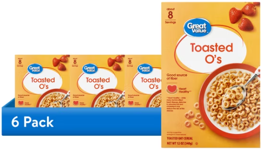 Great Value Toasted O's Breakfast Cereal 6-Pack