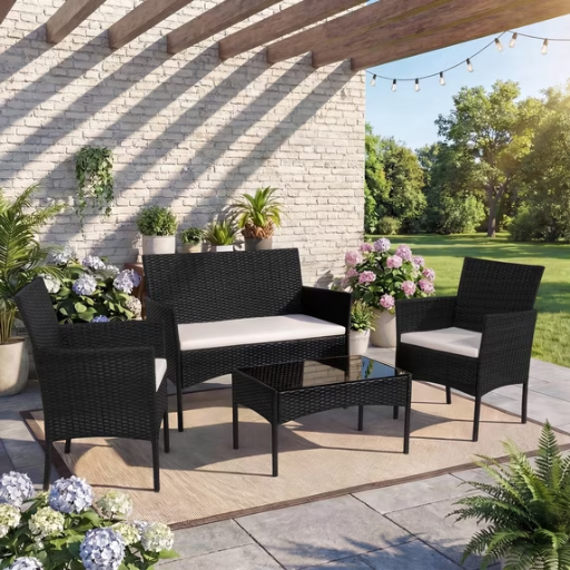 Walsunny 4-Piece Patio Rattan Furniture Set