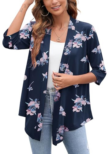 Heymoments Lightweight Open-Front 3/4 Sleeve Cardigan