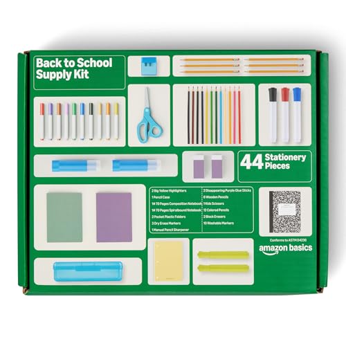 44-Piece Amazon Basics Student Success Back to School Supply Kit