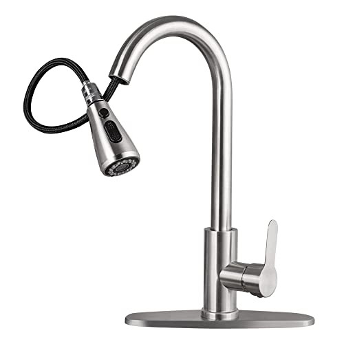 CILAIXI Kitchen Sink Faucet with Pull Down Sprayer Silver
