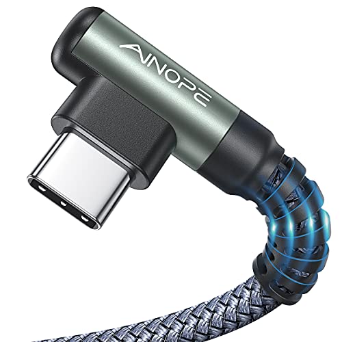 2-Pack 6.6' AINOPE USB-A to USB-C Right Angle 90° Nylon Braided Fast Charging Cable Deal
