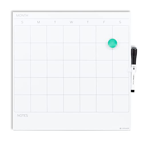 U Brands Frameless Magnetic Dry Erase Monthly Calendar Board (14" x 14")