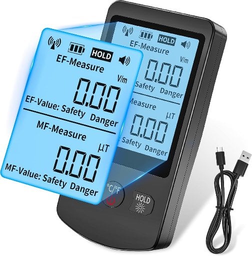 EMF Meter Rechargeable Electromagnetic Field Upgraded 3-in-1 Radiation Detector Deal