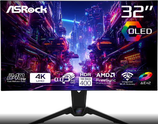 ASRock Phantom Gaming 32" 4K UHD OLED 240Hz Dual Mode Gaming Monitor