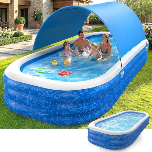 Large Inflatable Swimming Pool with Removable Canopy, 150" x 70" x 20" Deal