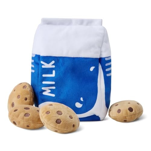 Amazon Basics Interactive Dog Squeak Toys with 1 Milk Carton and 4 Cookies