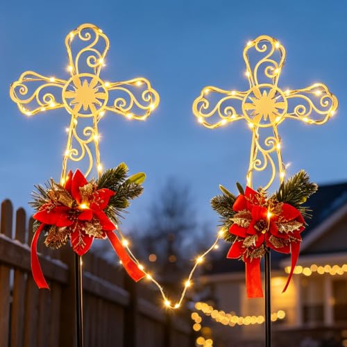 2-Pack Christmas Yard Stakes with Solar Lights