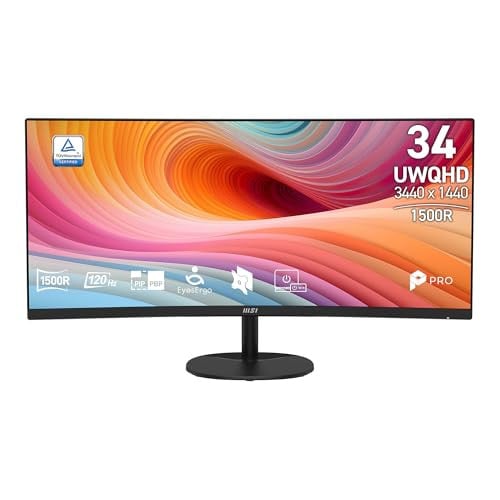 MSI PRO MP341CQ E12 34" UWQHD VA Monitor 3440x1440 120Hz 1ms