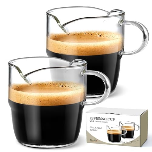 Netany Borosilicate Glass Double Spout Espresso Shot Mugs 2-Pack 6-Oz Deal