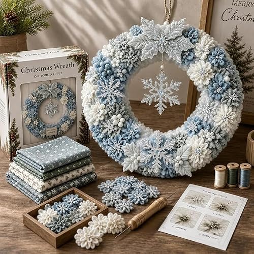 3D Fabric Poke Wreath DIY Kit (Snowflake/Christmas Socks/Golden Bell)