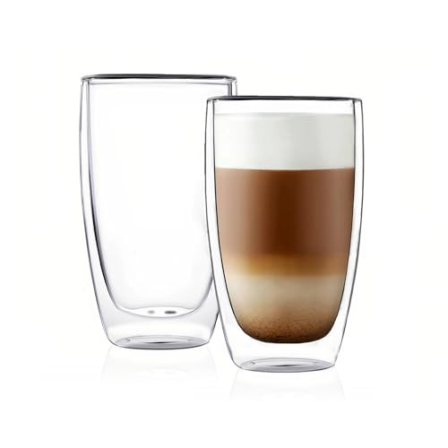CNGLASS Double Wall Thermo Glass Cup Set 2-Pack