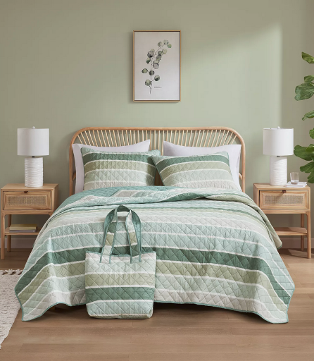 Caleb Natural 4-Pc. Quilt and Tote Set King