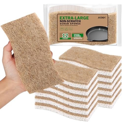 Aidea XL Non-Scratch Natural Dish Scrub Sponges 12-Ct Deal