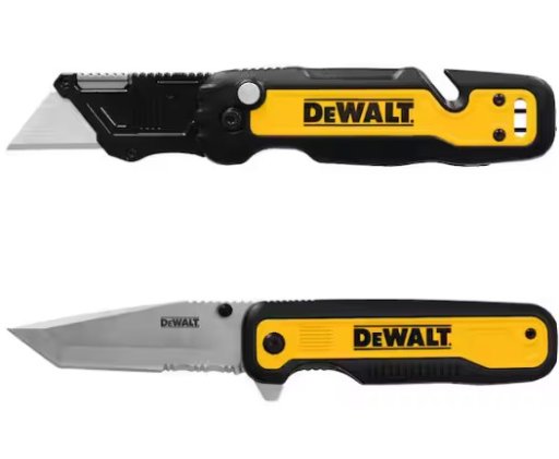 Dewalt Push and Flip Folding Lock-Back Utility Knife and 3.3 in. Tanto Pocket Knife
