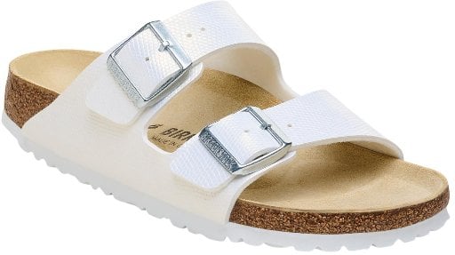 Birkenstock Arizona Embossed Slide Sandals White Lizard Deal