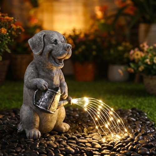 Lavezee Solar Garden Decor Dog Statue Outdoor, 9.8-Inch