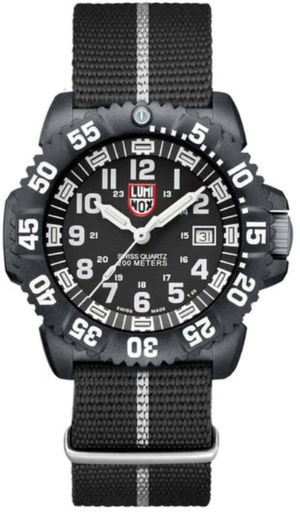 Luminox Men's Navy SEAL Quartz Watch with Black and White Nylon Strap