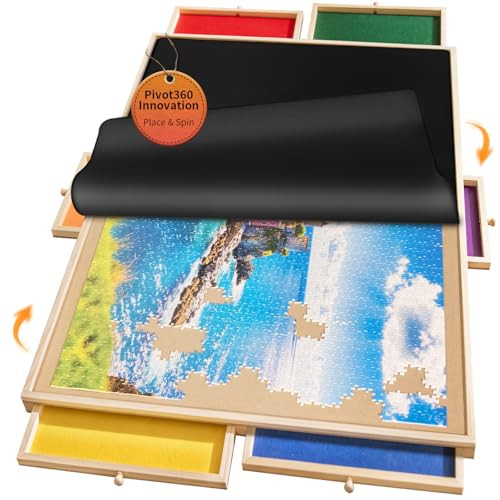 1500 Piece Rotating Puzzle Board Pro, 34" x 25" with 6 Drawers