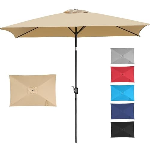 Yaheetech 6.5'x10' Rectangular Outdoor Patio Umbrella (Tan) Deal