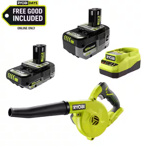 Ryobi ONE+ 18V HIGH PERFORMANCE Kit w/ 4.0 Ah Battery, 2.0 Ah Battery, Charger, & FREE ONE+ Cordless Workshop Blower Deal