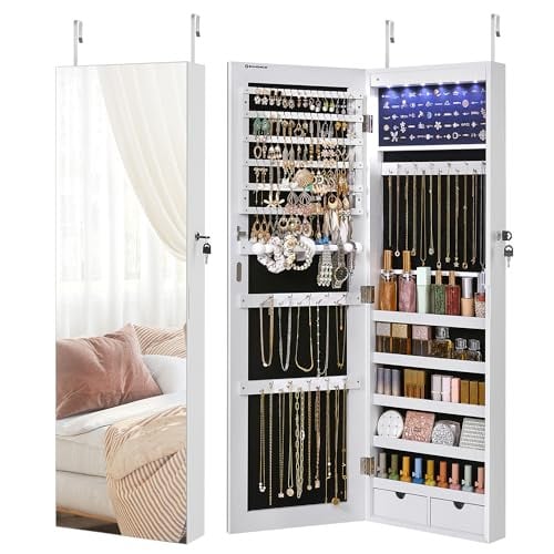 SONGMICS Hanging Jewelry Cabinet with LED Interior Lights Deal