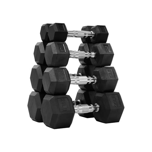 100LB Fitvids Rubber Encased Hex Dumbbell Set