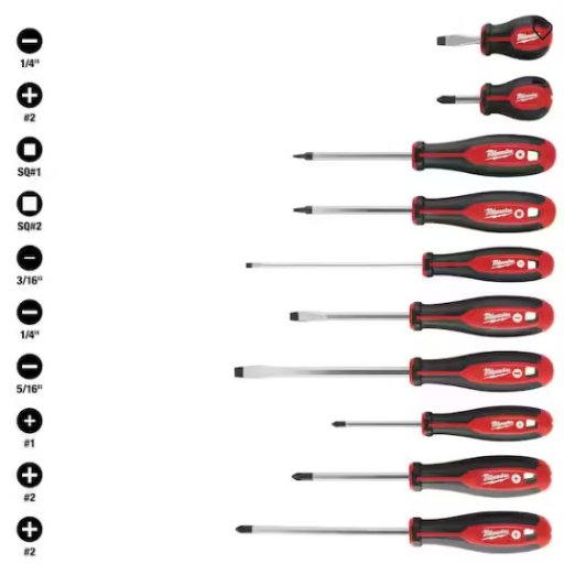 Milwaukee Combination Screwdriver Set (10-Piece)