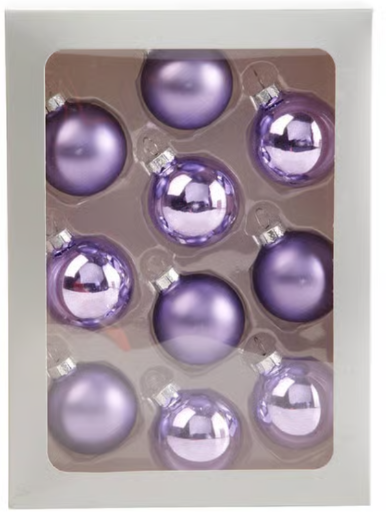 Solid Lavender Glass Ball Christmas Ornaments 10-Pack Deal