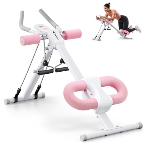 MERACH Single Track Adjustable Ab Trainer Machine (White/Pink) Deal