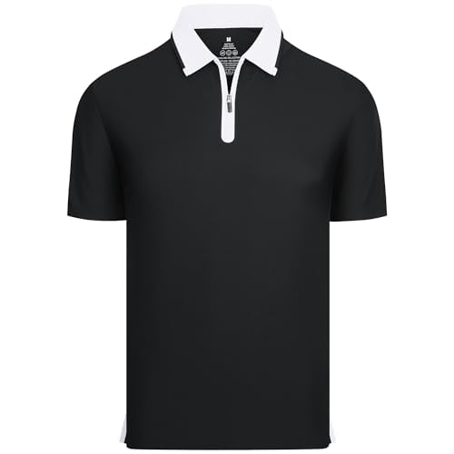 Esabel.C Mens Golf Shirt Zipper Polo Deal