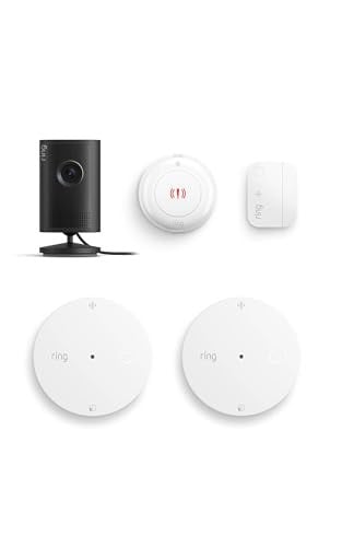 Ring Indoor Cam Plus, Black with 2 Glass Break Sensor, Window and Door Sensor, and Panic Button