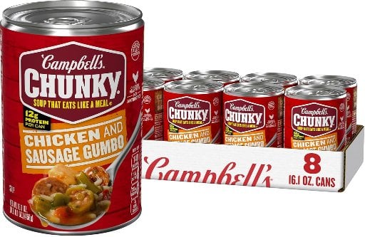 Campbell’s Chunky Soup, Chicken and Sausage Gumbo, 16.1 oz Can (Case of 8) Deal
