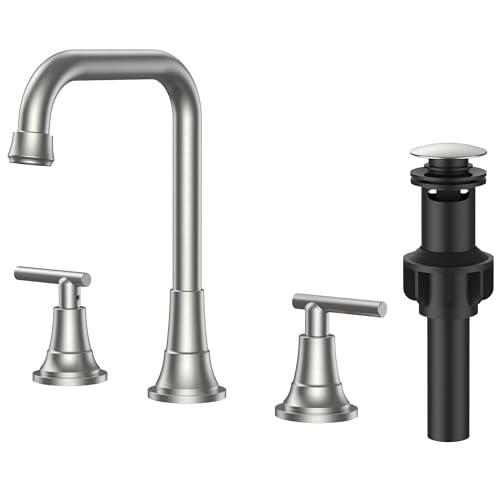 Brushed Nickel Bathroom Faucet 3 Hole with Dual Handles Deal