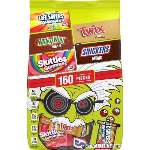 4.15-Lbs 160-Ct Snickers, Skittles, Twix & Life Savers Halloween Candy Variety Pack