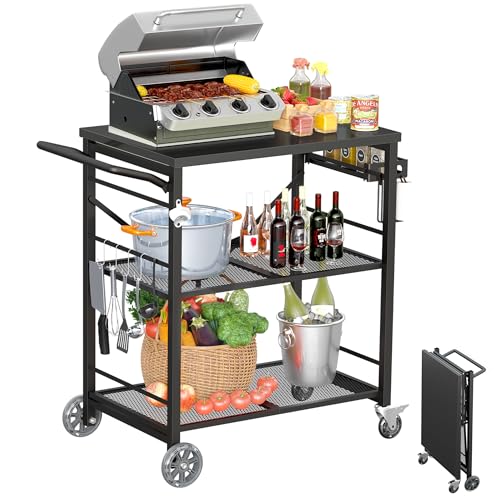 CIOKEA Folding Grill Cart - All Black