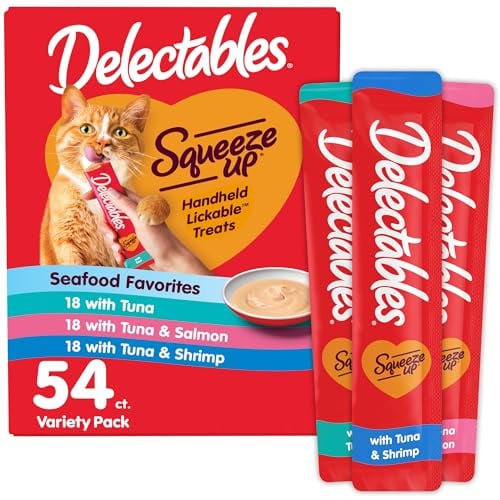 Delectables Squeeze Up Seafood Variety 54-Count Lickable 0.5oz Wet Cat Treats Deal