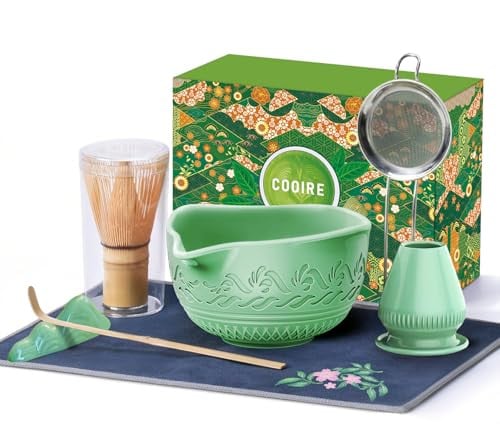 Cooiere Matcha Whisk Set 8-Piece w/ Handcrafted Bamboo Chasen and Bowl Deal