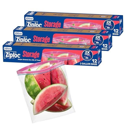 Ziploc 2 Gallon Food Storage Bags, 36 Total Bags (12 Count, 3-Pack) Deal