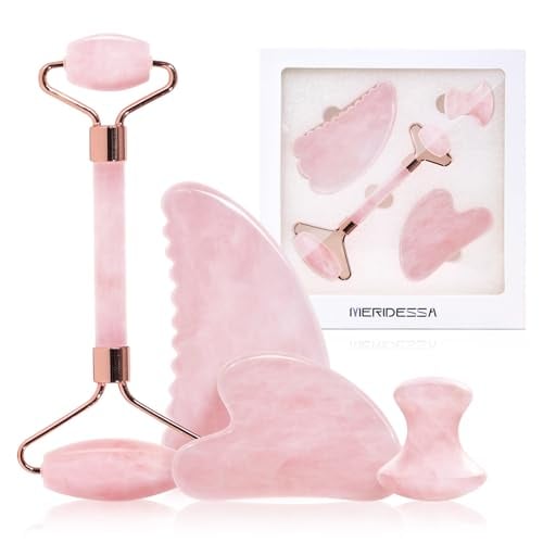 Jade Roller & Gua Sha Set for Face - 4PCS 