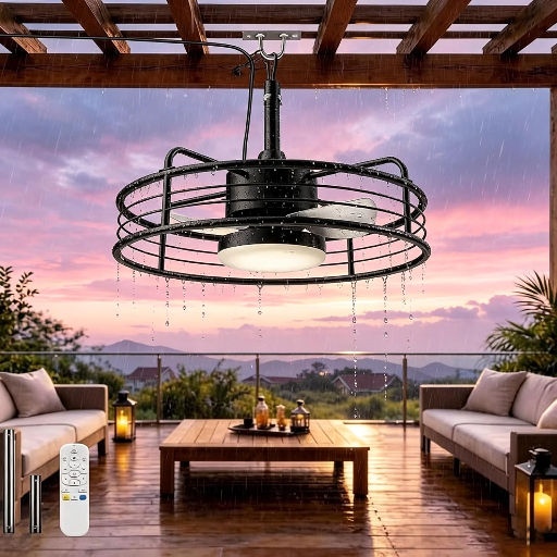 AKOFUN 20" IP65 Waterproof Outdoor Caged Ceiling Fan w/ Light, Remote & DC Motor Deal