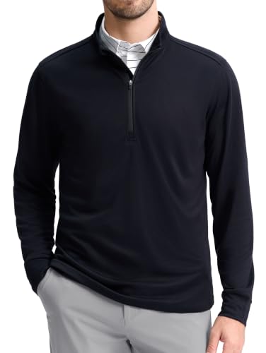 Soothfeel Men's Lightweight Dry Fit Striped Quarter Zip Pullover
