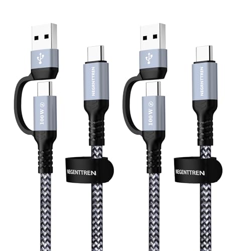 NEGENTTREN 6' 2-Pack 100W 2-in-1 USB-C to USB-C Cable