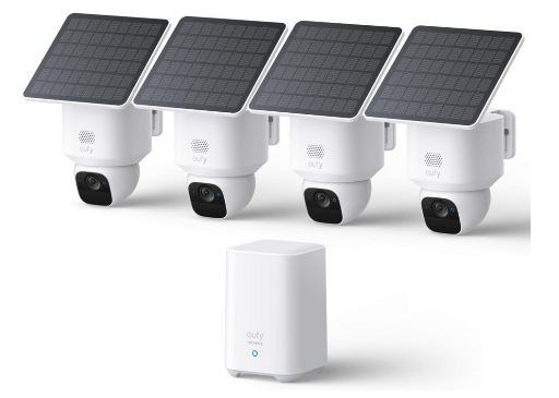4-Pack eufy Security Wireless Solar-Powered SoloCam E30 + HomeBase 2 Kit