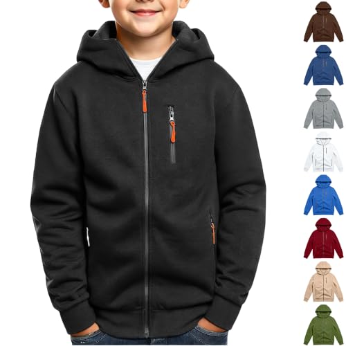 Boys Zip Up Hoodies Fleece Long Sleeve Hooded Fall Winter Sweatshirt Deal