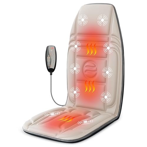Heycool Vibration Back Massager Chair Pad w/ 10 Vibration Motors & 2 Heating Levels