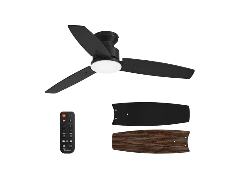 Conciseer 42 Inch Flush Mount Ceiling Fan with Lights and Remote